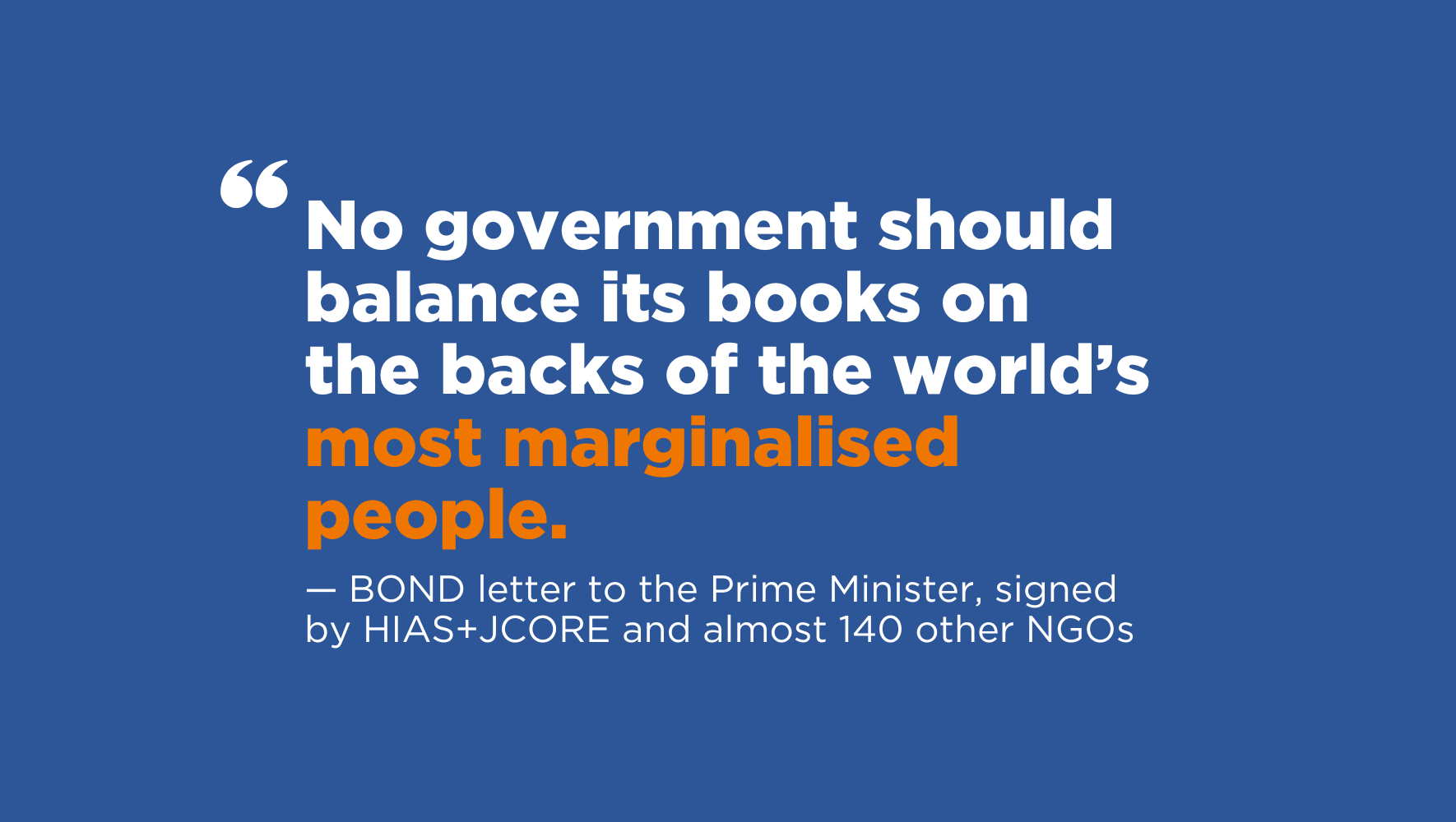 HIAS+JCORE joins call against UK international aid cut